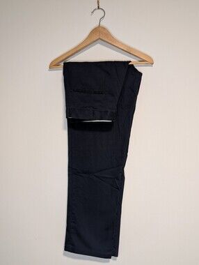 Men's Navy Blue Classic Work Pants - Tailored Straight Fit Chinos